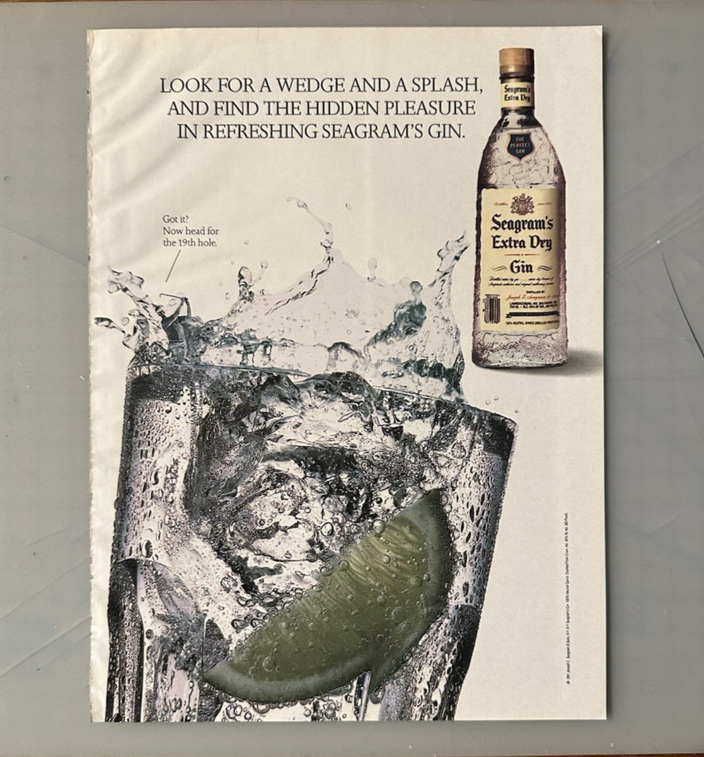 1994 Seagram's Extra Dry Gin Vintage Print Ad Lime Splash